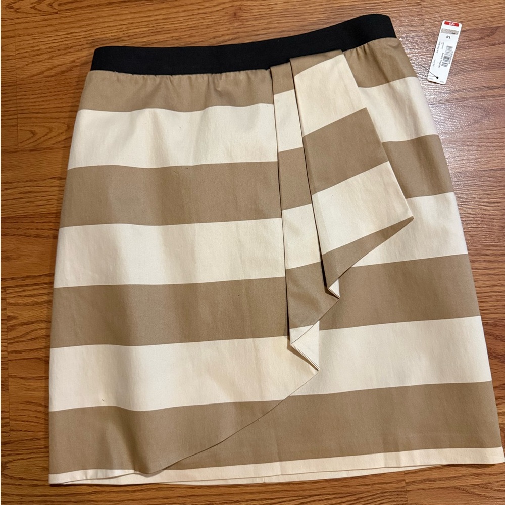 H&M Tan and Cream Mini Pencil Skirt with Tie Front
